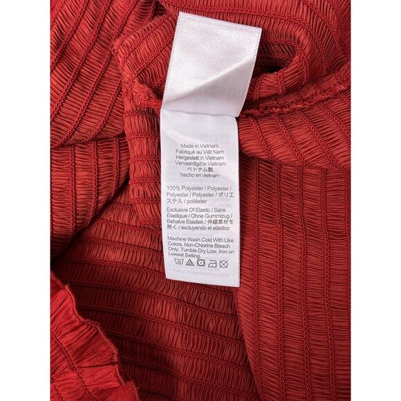 New J Crew Top 2X Womens Red Satin Smocked Square Neck Cropped Plus Size - Picture 8 of 9